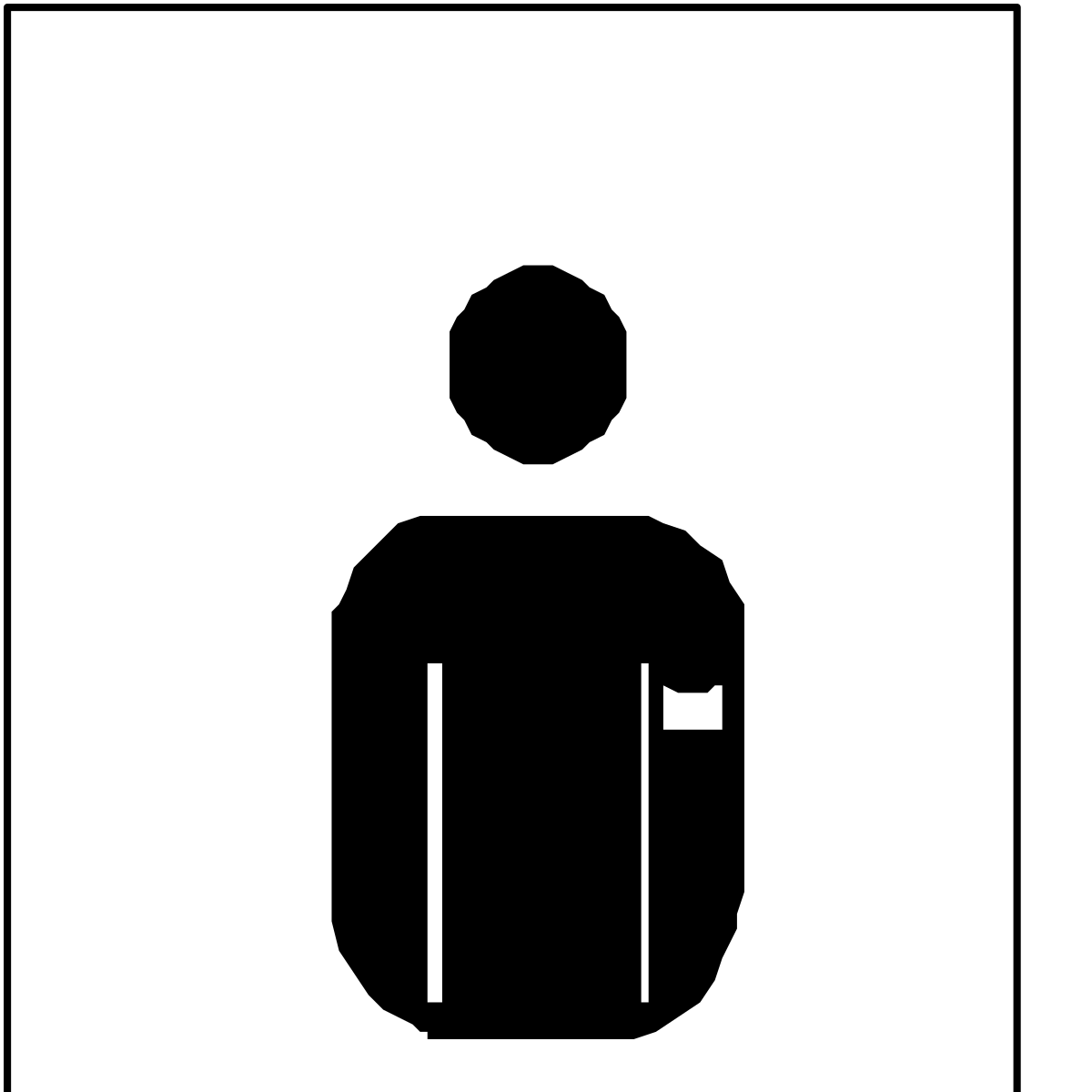 Black and White Icon of Person in Square Frame - Versatile Clipart