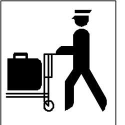 Man with Suitcase Walking Past Sign - Dynamic Travel Clipart