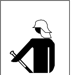 Silhouette of a Man with Hat and Cane - Black and White Clipart