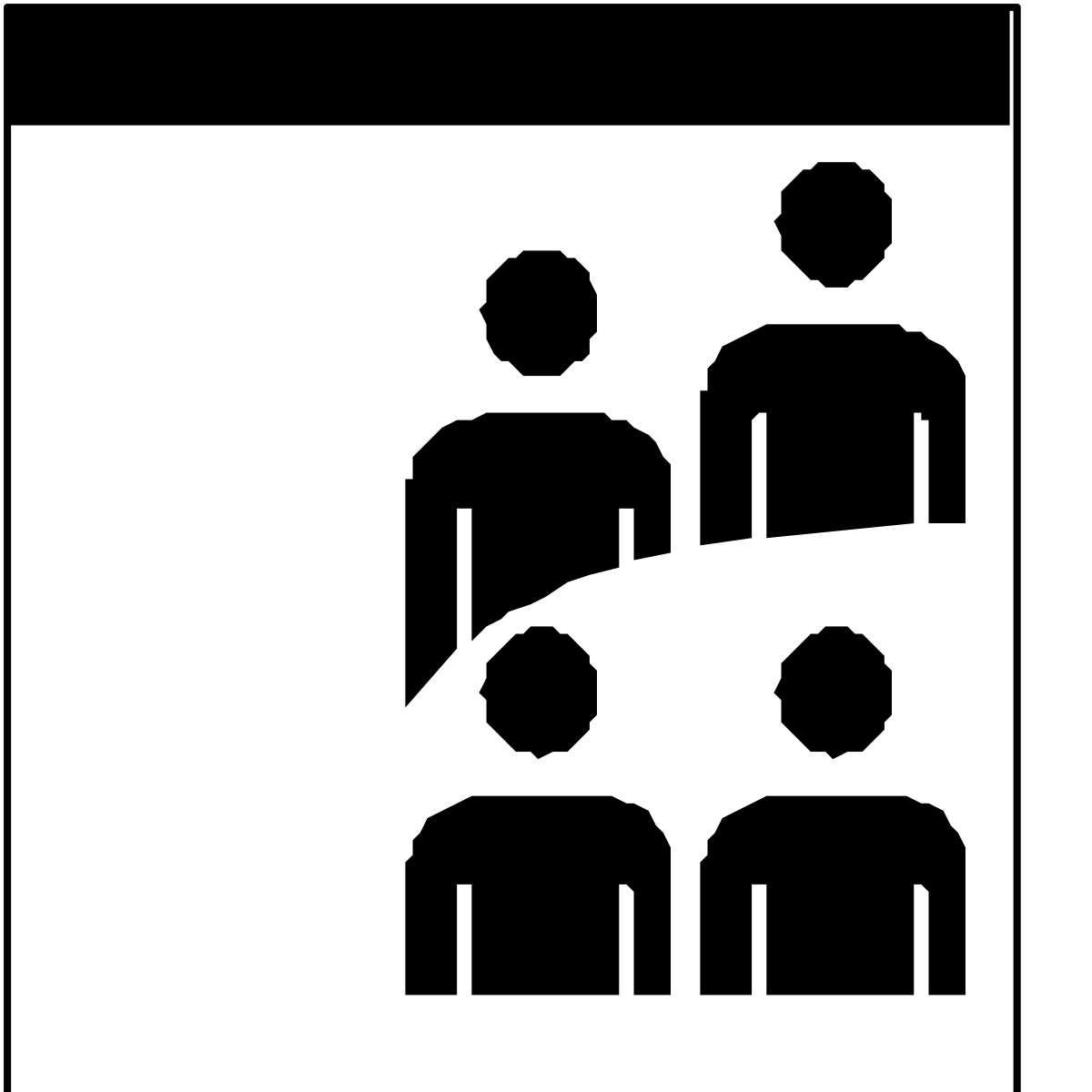 Black and White Icon of People - Group Illustration for Versatile Use