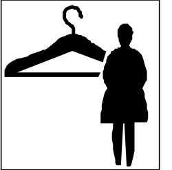 Woman Standing in Front of Hanger Clipart for Fashion and Apparel