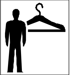 Hanger Clipart: Man Standing Beside a Clothing Rack