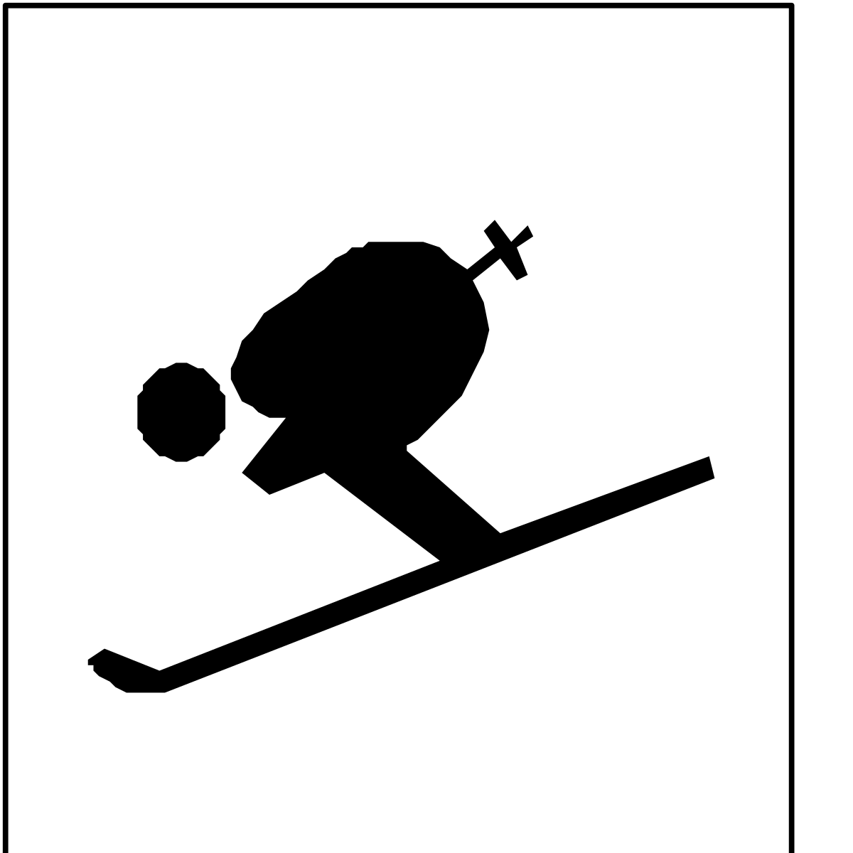 Silhouette of Skier - Black and White Clipart for Dynamic Snow Sports