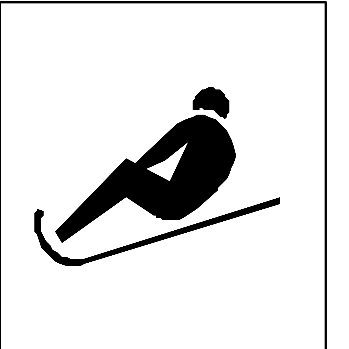 Skier Silhouette on Skiboard - Dynamic Action Clipart