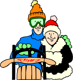 Snowmobile Adventure: Man and Woman Riding in the Snow