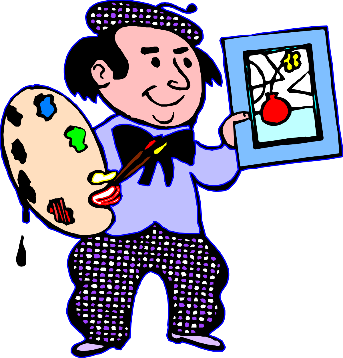 a man holding a paintbrush and a palette clip art png transparent Man Holding Paintbrush and Palette - Creative Clipart Design