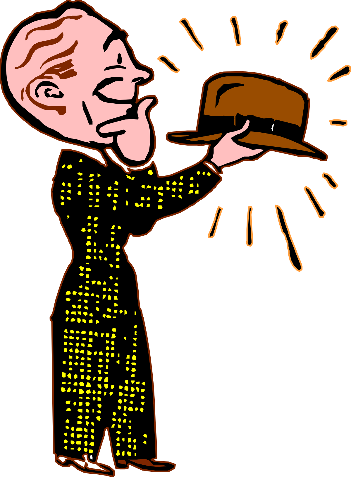Man in Suit and Hat Holding Stylish Hat Clipart for Creative Projects