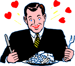 Man in Suit Eating Food Clipart - Elegant Dining Scene