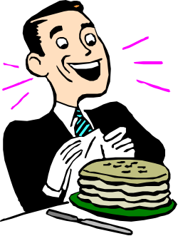 Smiling Man in Suit Holding Pancakes - Delightful Clipart for Every Occasion