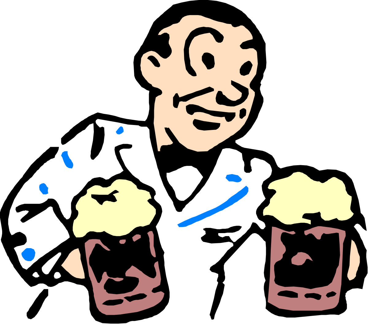 Man Holding Two Beer Cups - Fun Clipart for Celebrations