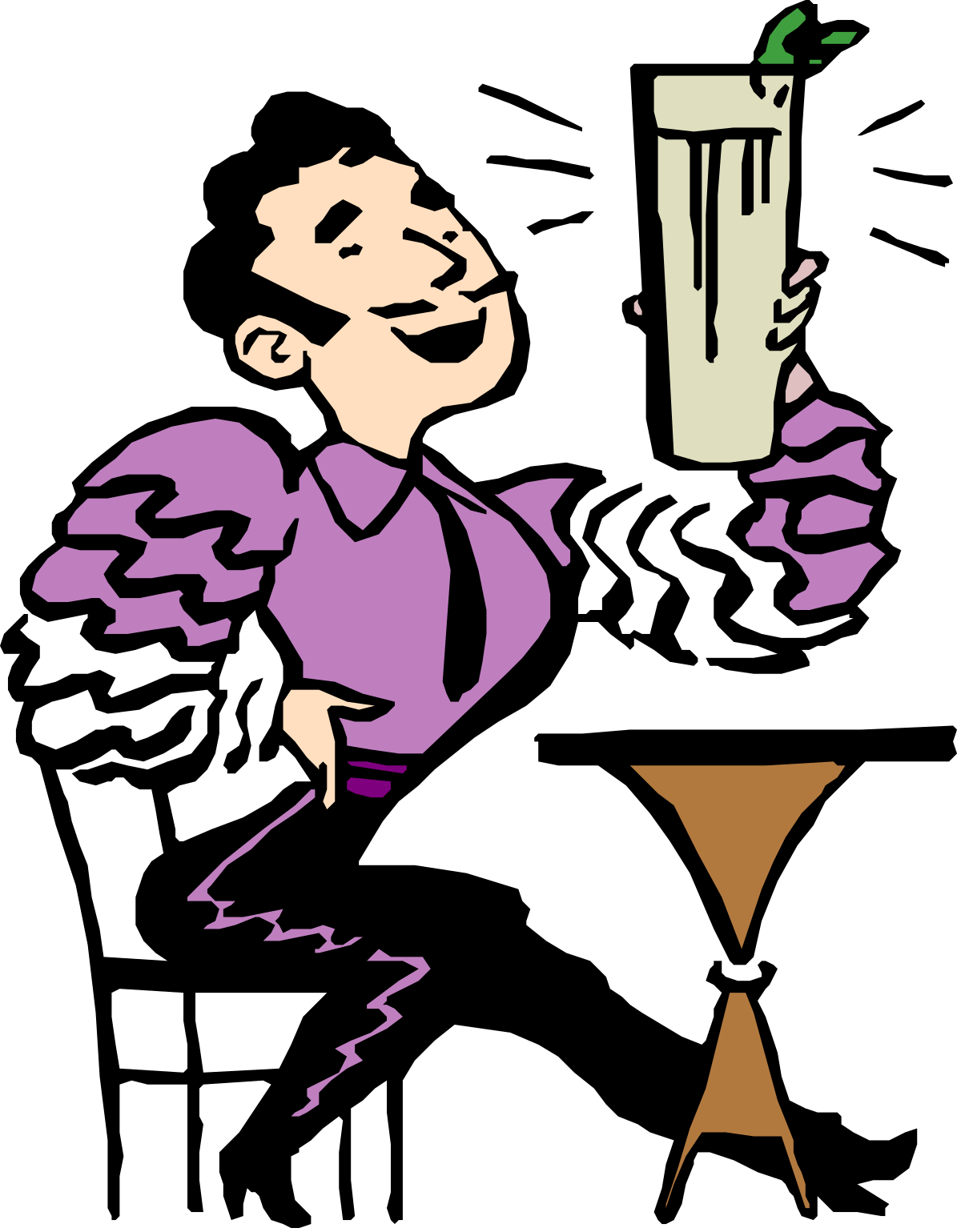 a man sitting on a stool with a glass of milk clip art png transparent Man Sitting on Stool with Glass of Milk Clipart