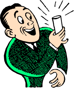 Man in Green Suit Holding Cell - Vibrant Clipart Collection