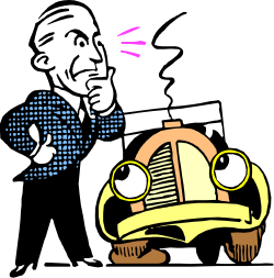 Cartoon Car with Broken Windshield Clipart - Fun and Whimsical