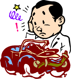 Cartoon Car with Man in Back: Fun and Playful Clipart