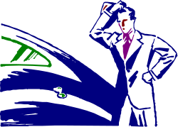 Businessman in Suit Next to Sleek Car - Professional Clipart