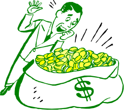 Man in Suit Holding Tray of Coins - Premium Clipart Collection
