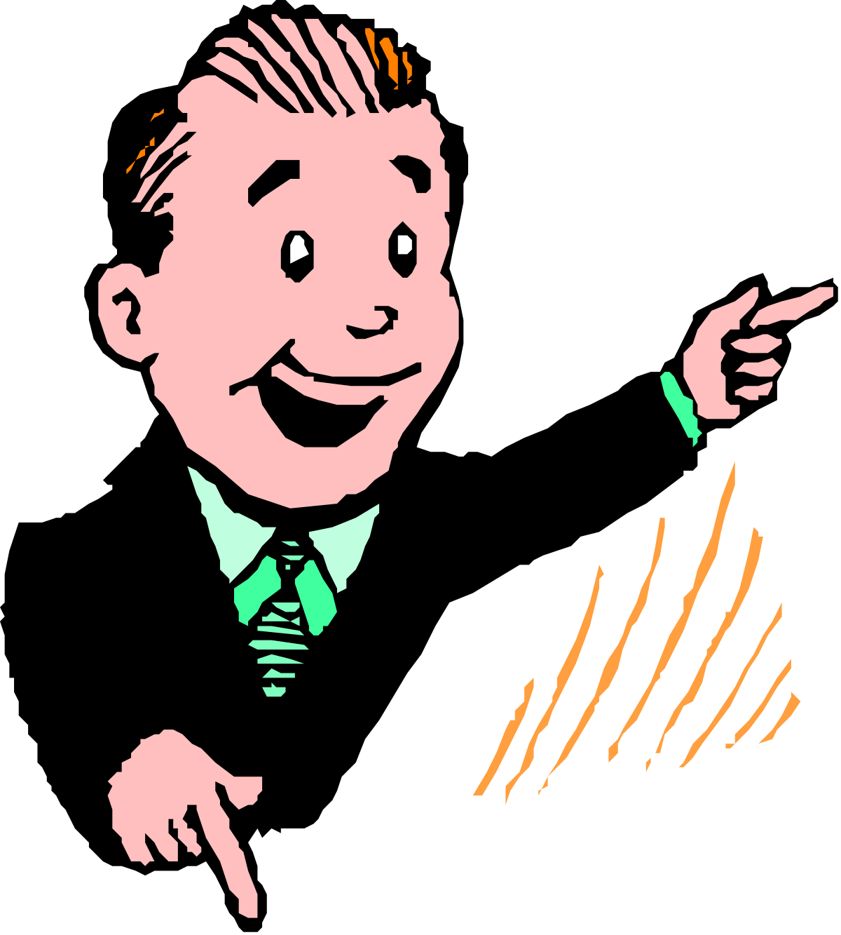 Cartoon Man in Suit Pointing Clipart - Business Illustration