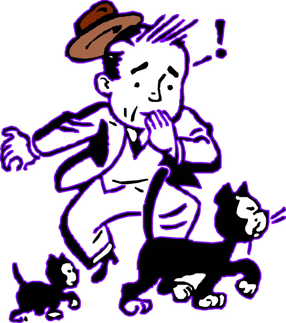 a drawing of a man with a hat and a dog clip art png transparent Man with Hat and Dog Clipart: Charming Illustrations for Your Projects