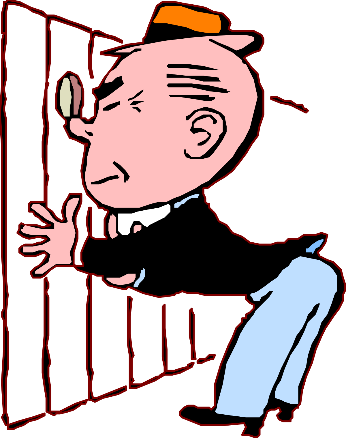a man in a suit and tie is looking at a door clip art png transparent Man in Suit and Tie Gazing at Door Clipart