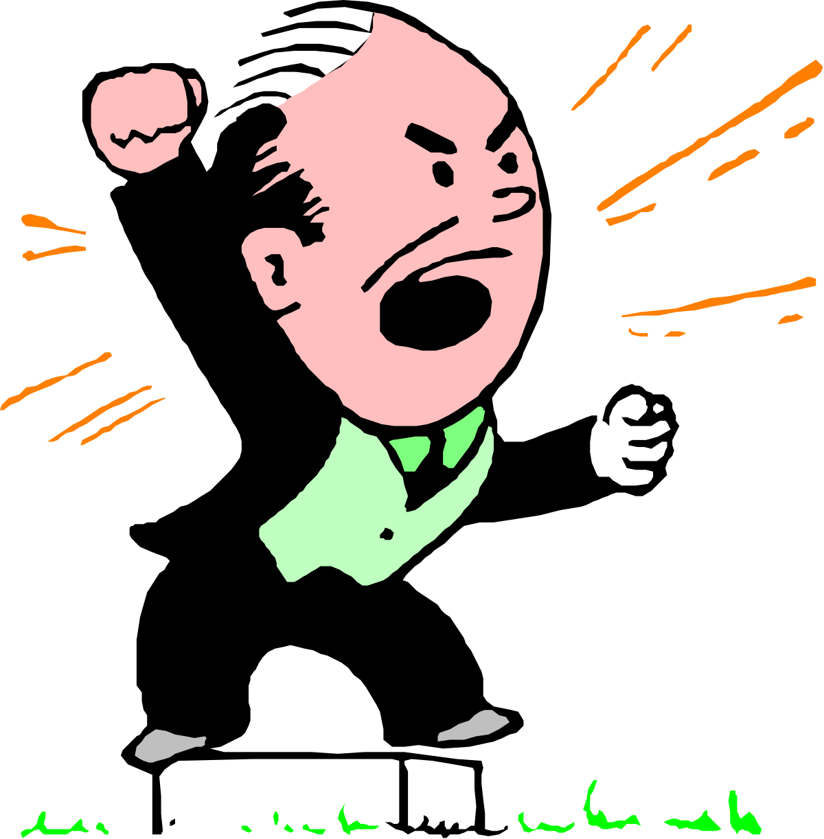 a man with a green shirt and tie is screaming clip art png transparent Screaming Man in Green Shirt and Tie Clipart