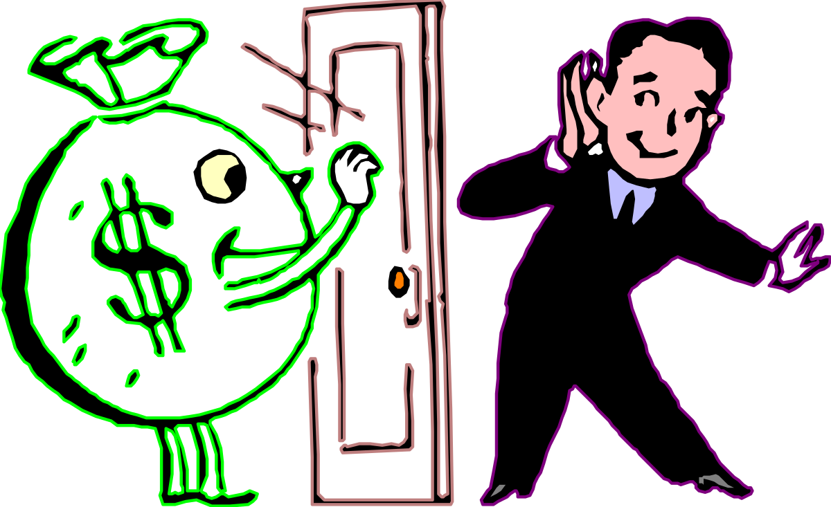 Businessman in Suit Next to Door Clipart