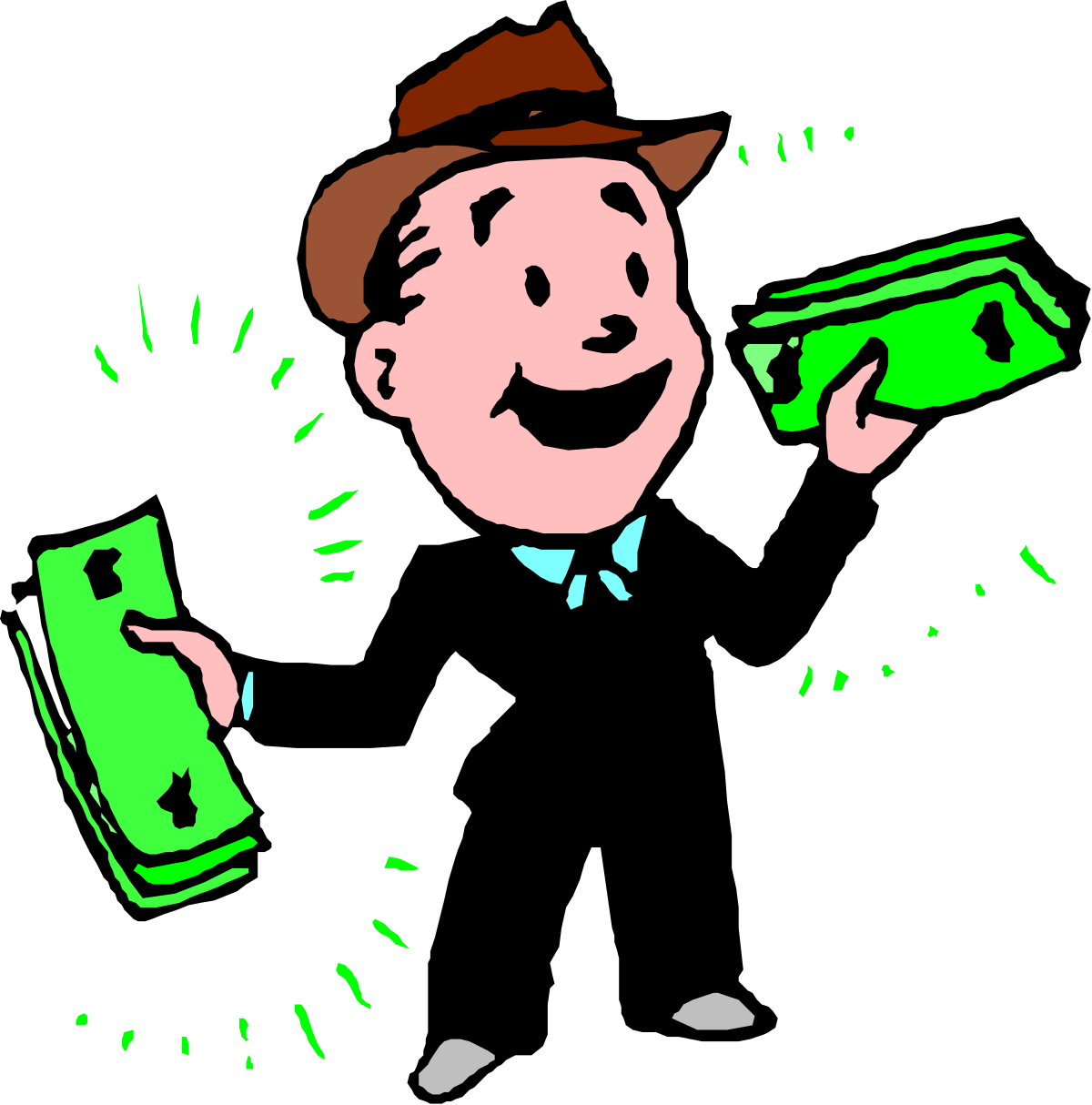 Money Holding Man in a Hat - Dynamic Clipart for Financial Themes