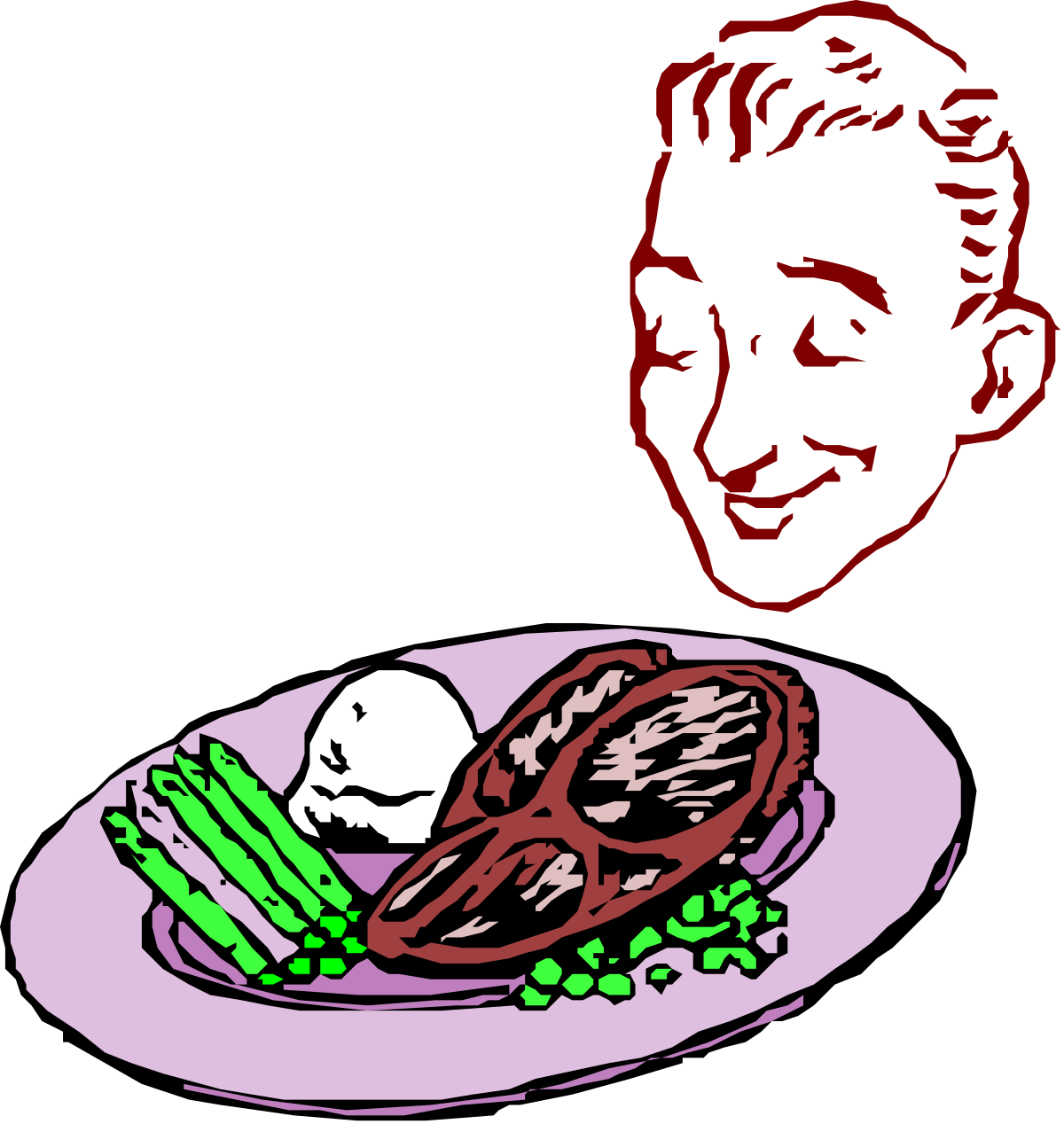 Food Plate with a Man's Face Clipart - Unique Culinary Art