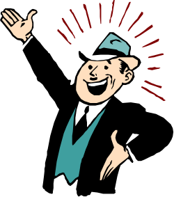 Businessman in Suit and Tie Waving Clipart Illustration