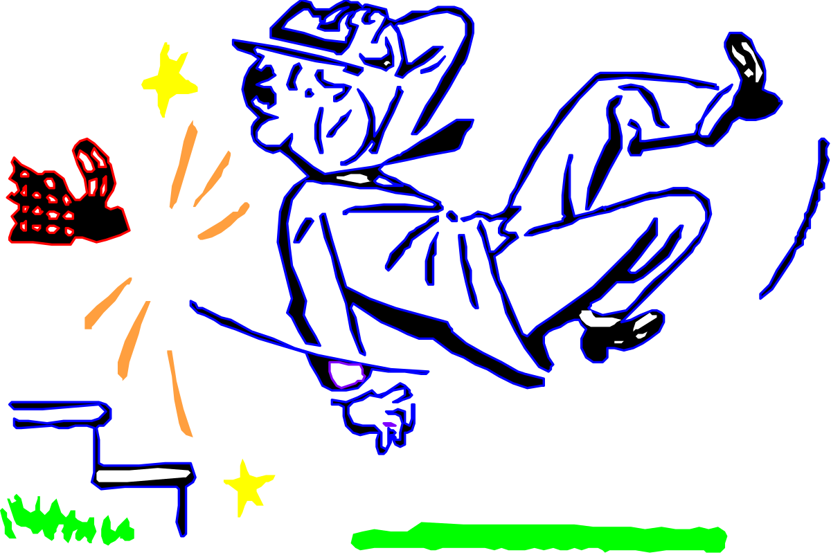 Skateboarder Clipart: Dynamic Man on a Skateboard