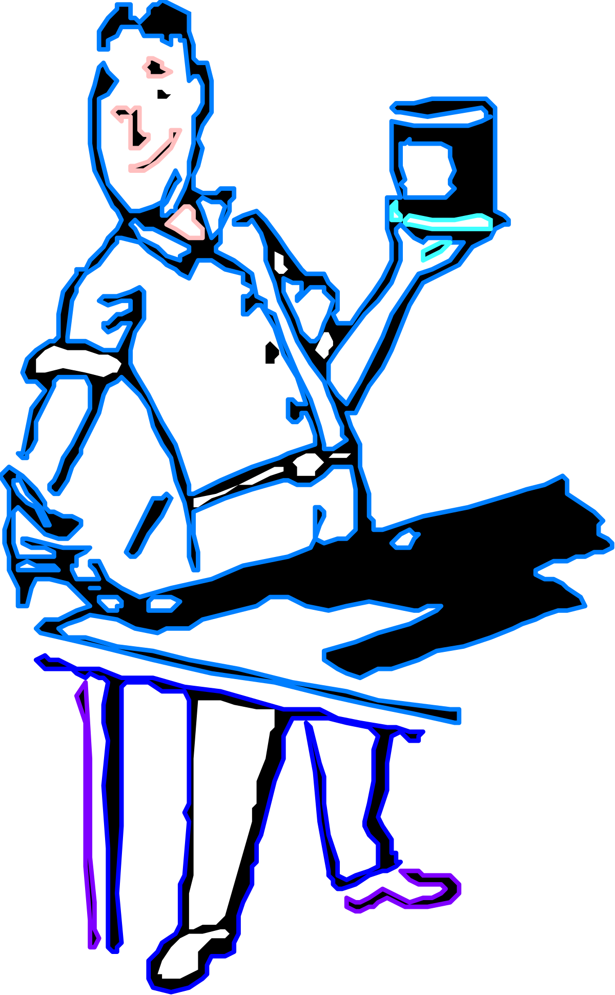 Man Sitting at Table with Glass of Wine - Elegant Clipart for Celebrations