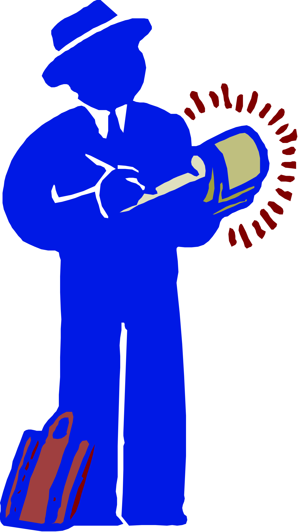 Blue Man with Hat and Suitcase Clipart - Perfect for Travel Themes