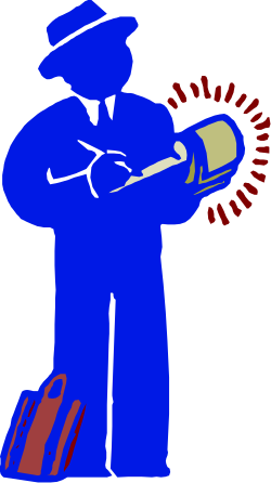 Blue Man with Hat and Suitcase Clipart - Perfect for Travel Themes