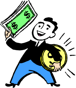 Dollar Bill Toss - Man Throwing Money Clipart