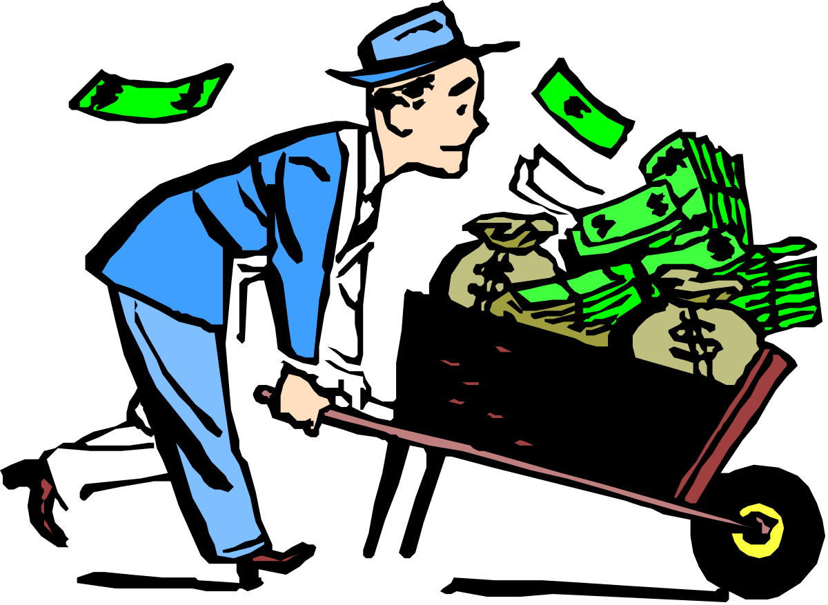 a man with a shovel and a bag of money clip art png transparent Shovel-Wielding Man with Money Bag Clipart