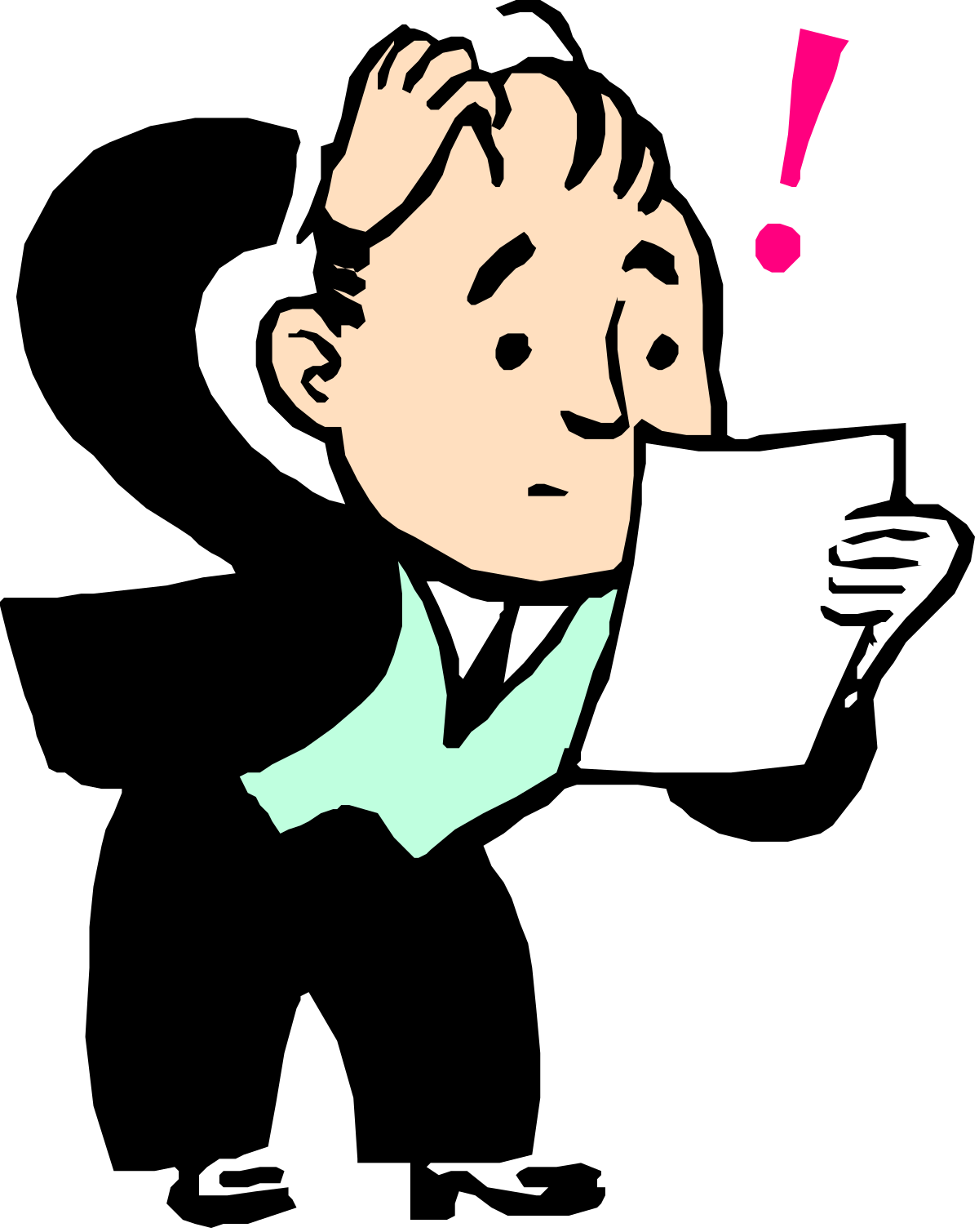 Man Reading Newspaper with Question Mark Clipart