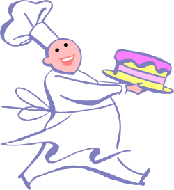 Chef with Cake on Plate - Whimsical Culinary Clipart