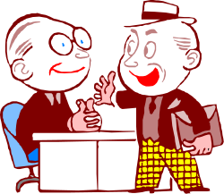 Laptop Interaction: Two People Collaborating at a Table Clipart