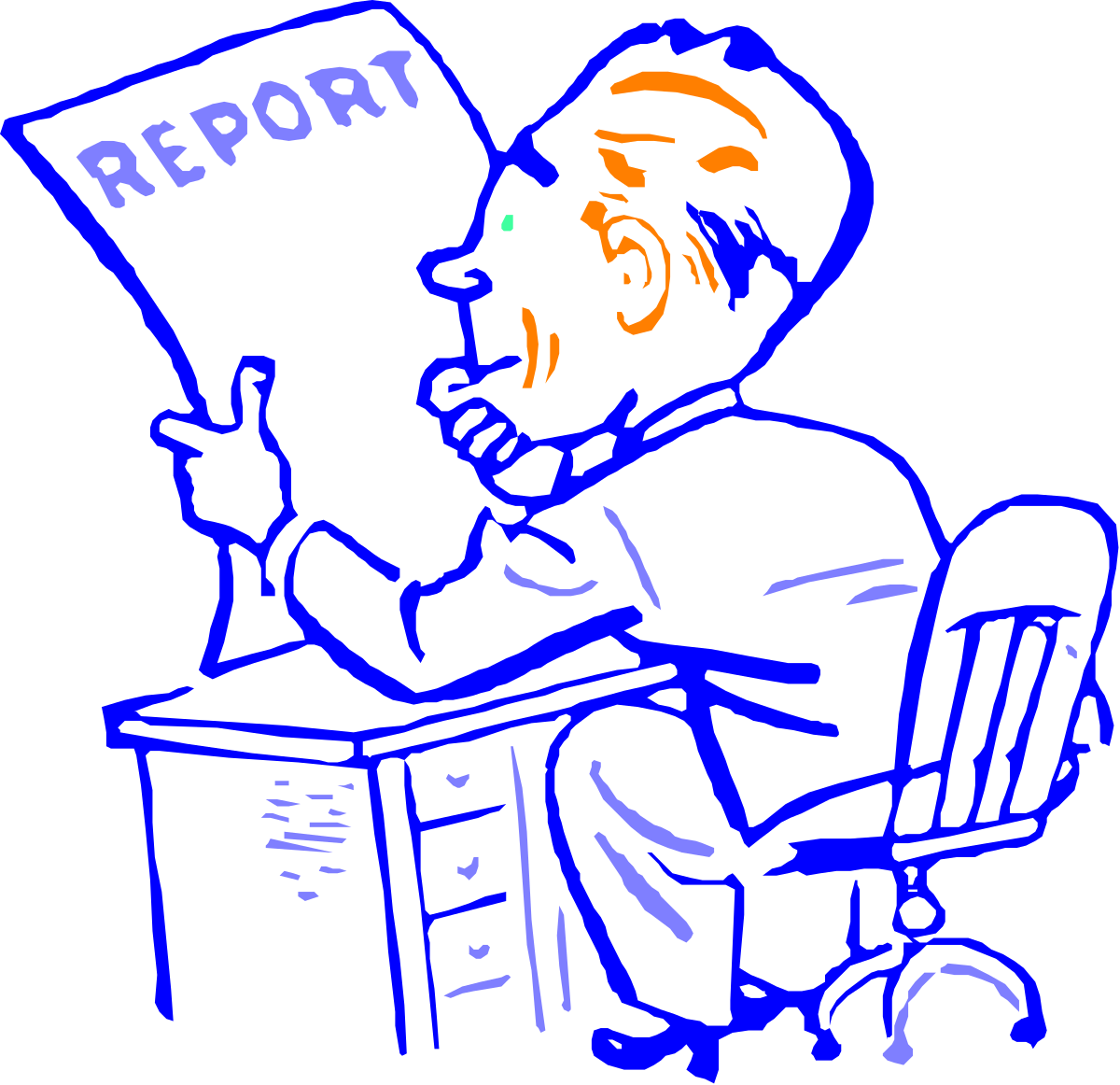 Man Sitting at Desk with Paper - Professional Clipart for Your Projects