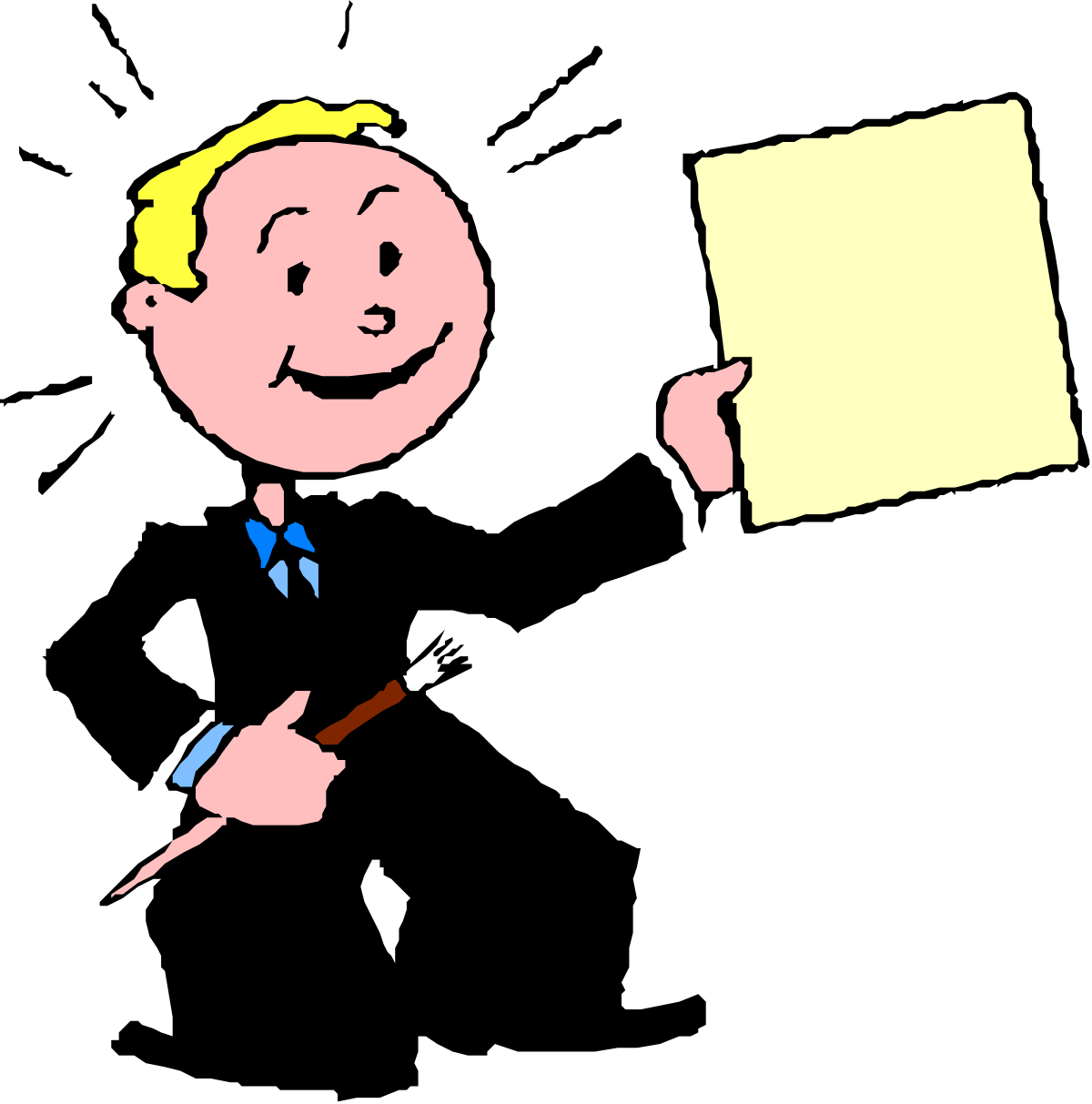 Cartoon Man Holding Paper Clipart - Fun and Engaging Illustrations