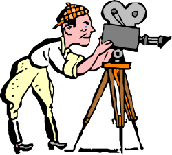 Camera Clipart: Man Observing Through a Lens