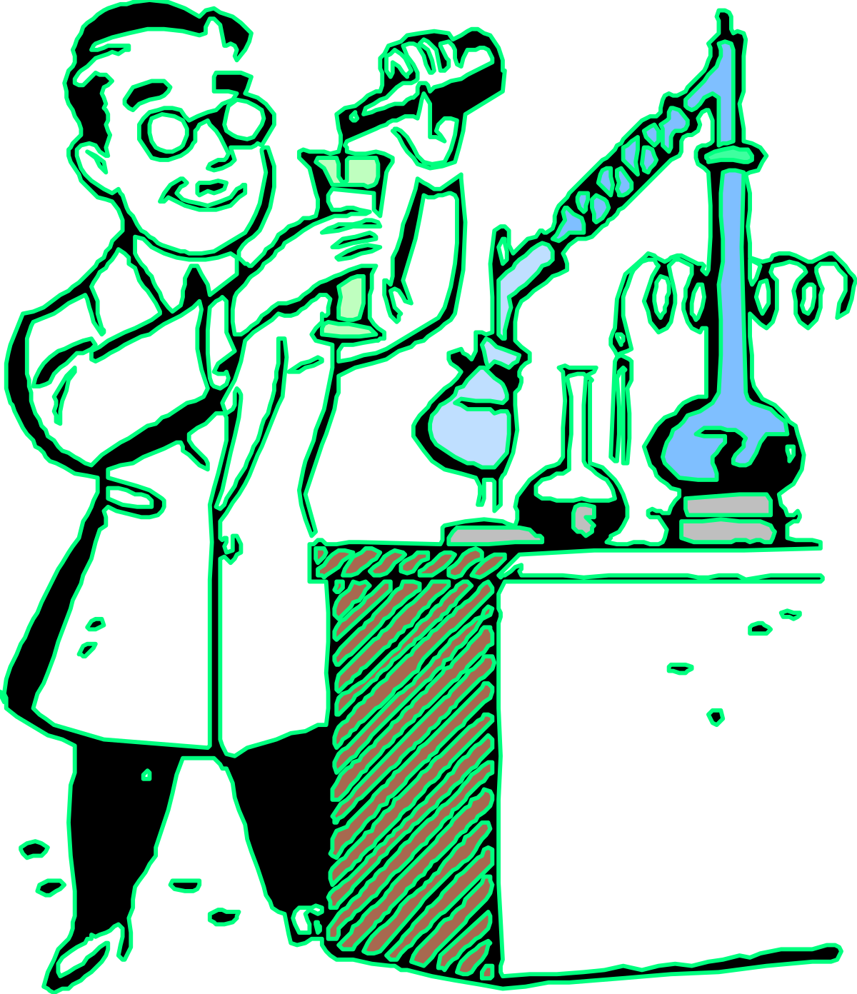 Cartoon Scientist Holding Beaker Clipart