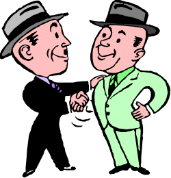 Business Men in Suits and Hats Talking Clipart
