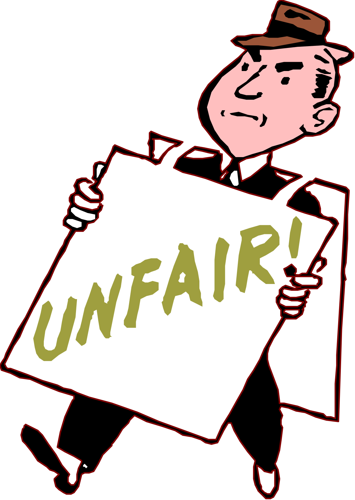 Unfair Clipart: Man Holding a Protest Sign