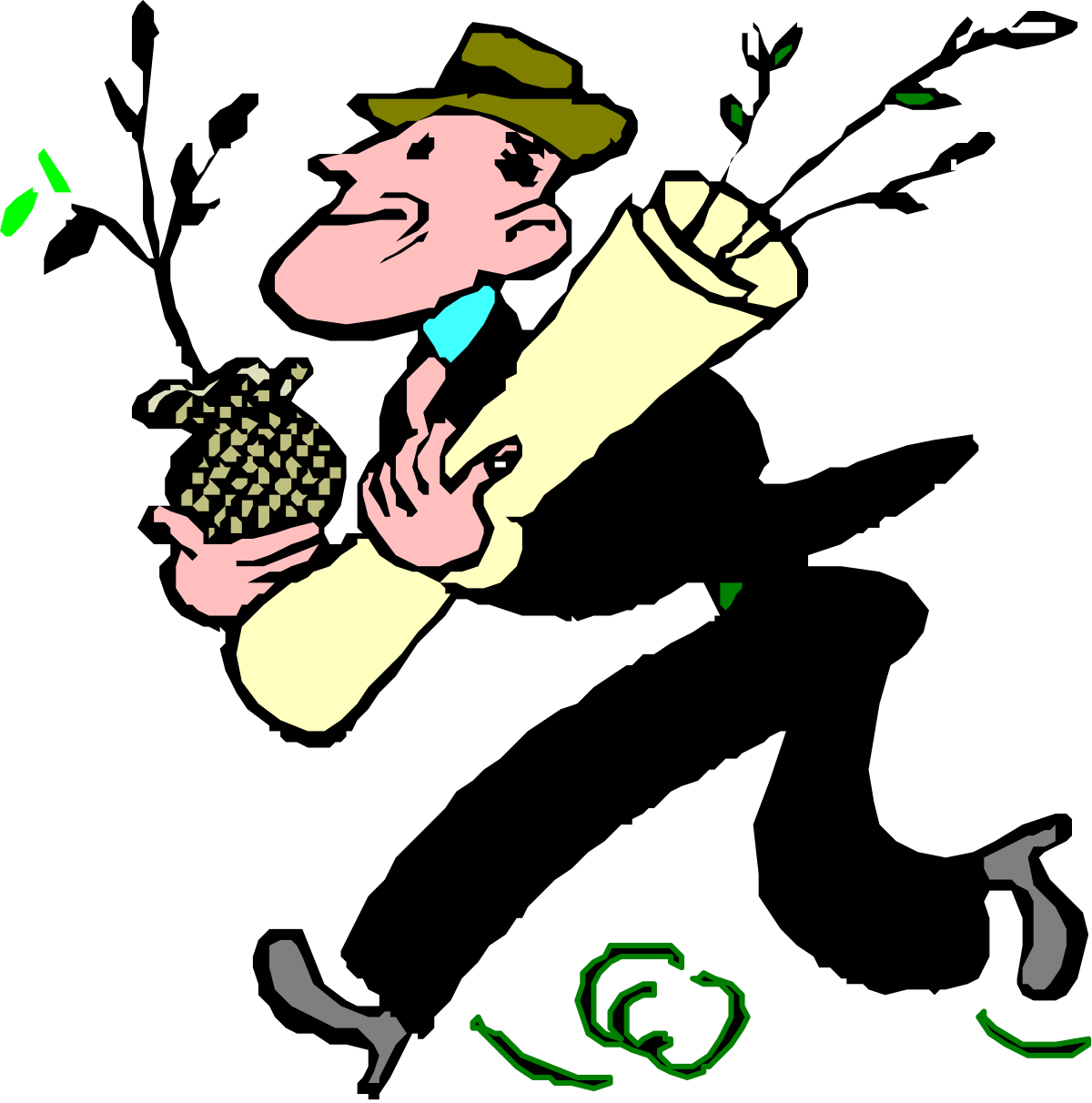 Cartoon Character Holding Beer Bottle - Fun Clipart