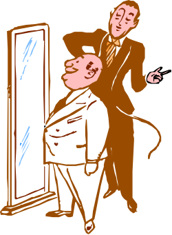 Man in Suit Looking at Mirror Clipart - Professional Reflection Illustration