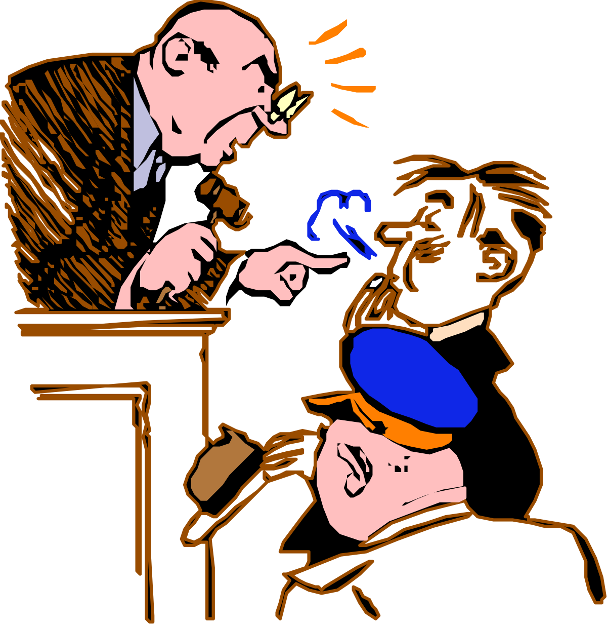 Man at Desk Looking at Computer Clipart - Ideal for Office Themes