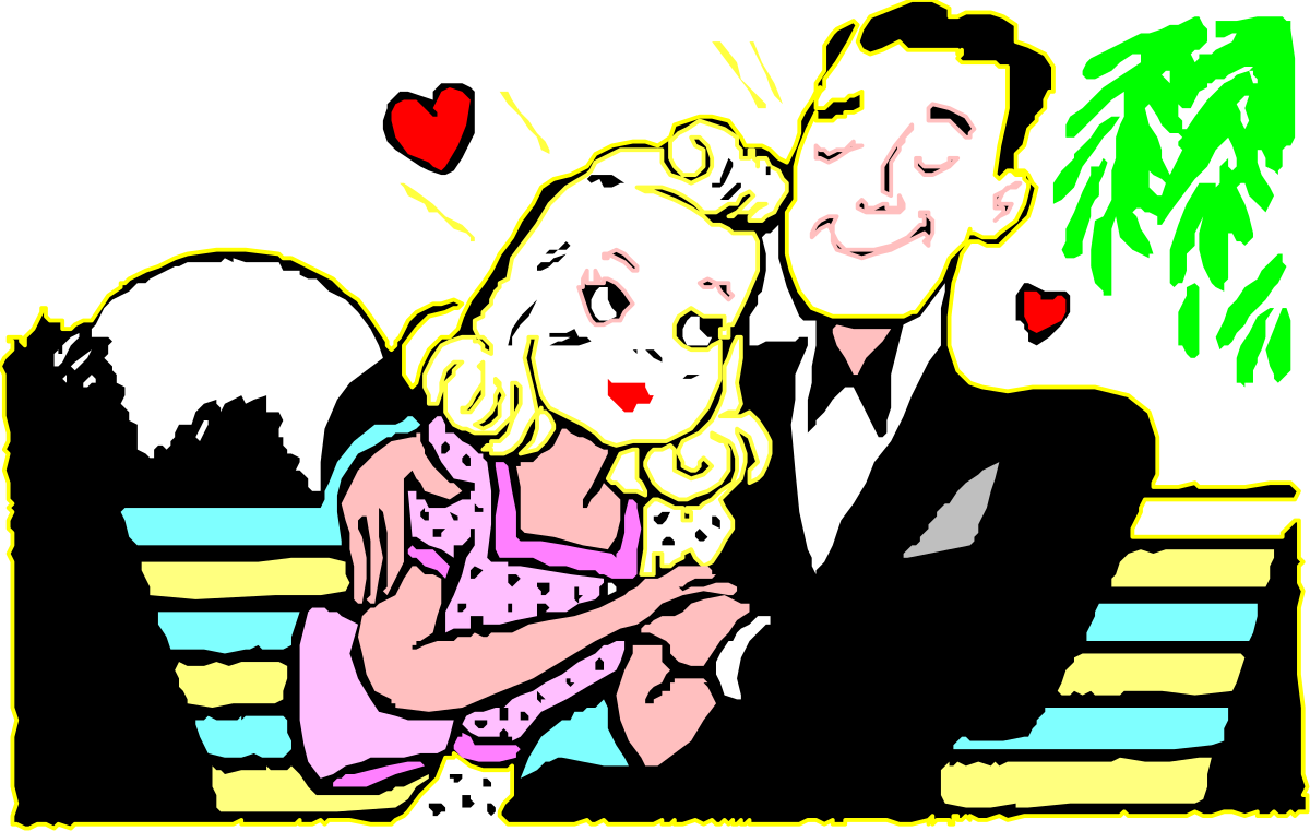 Couple Sitting on a Bench Clipart for Romantic Scenes
