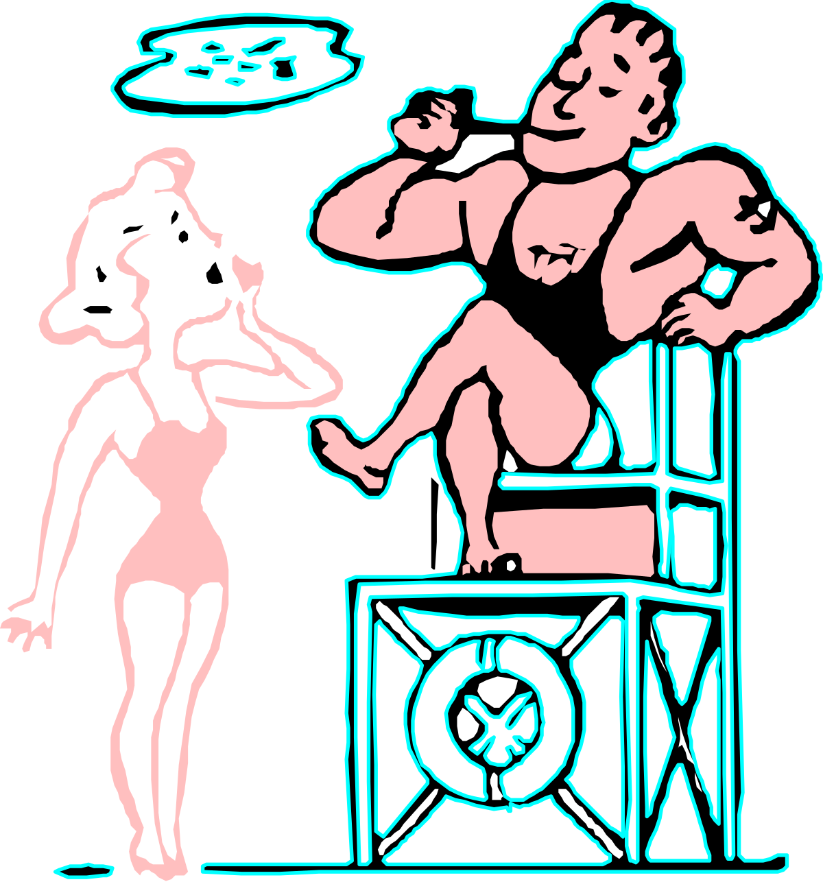 Woman Sitting on Chair with Standing Man - Engaging Clipart Scene
