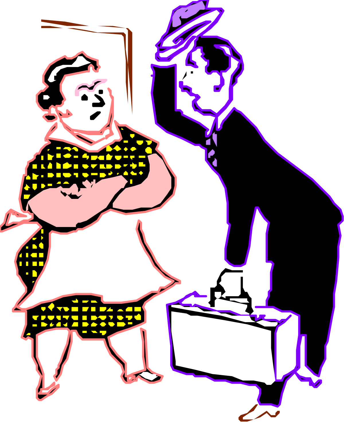 Man in a Hat and Woman in a Dress Clipart - Elegant Couples Illustrations