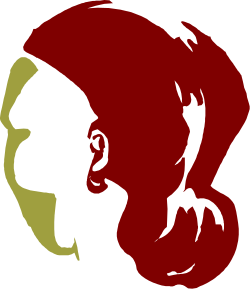 Silhouette of a Woman with Red and Green Hair